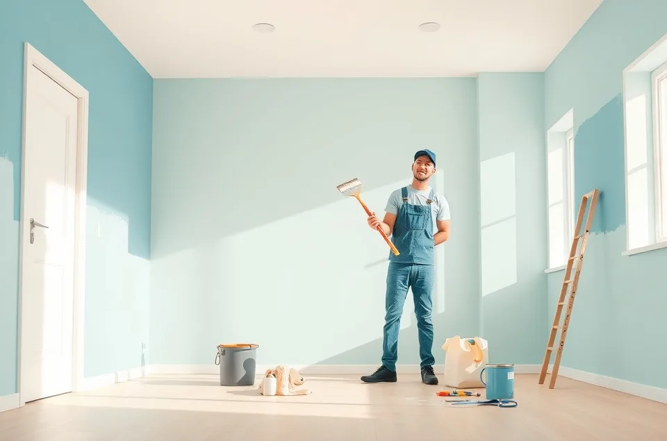 Intérieur rénové après travaux de peinture à Valbonne